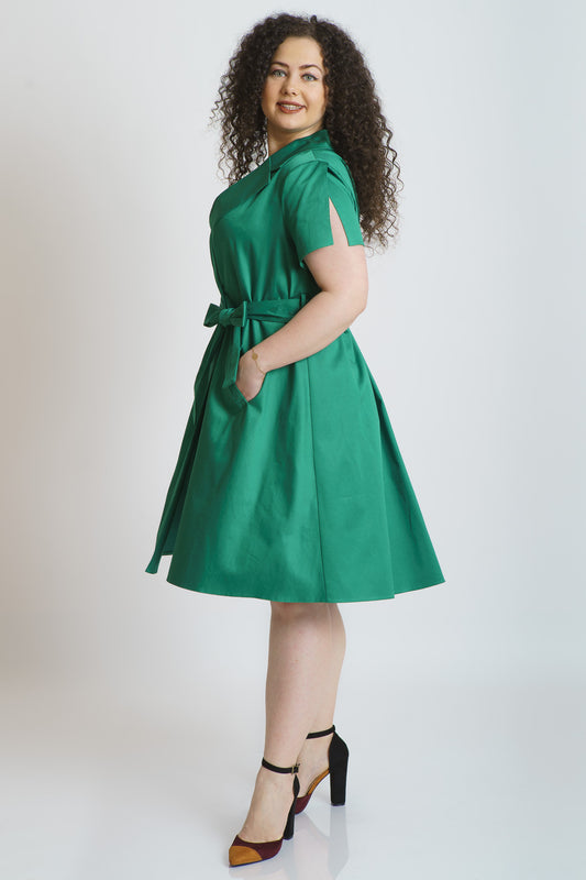 rochie din bumbac verde