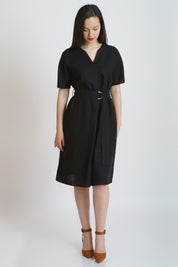 Rochie din in, neagra