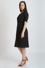 Rochie din in, neagra