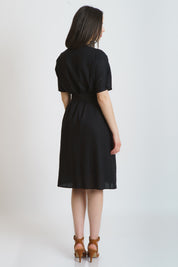 Rochie din in, neagra