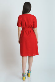Rochie din in, rosie