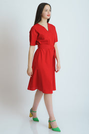 Rochie din in, rosie