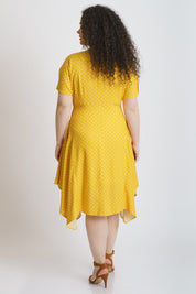 Rochie din in asimetrica, galbena
