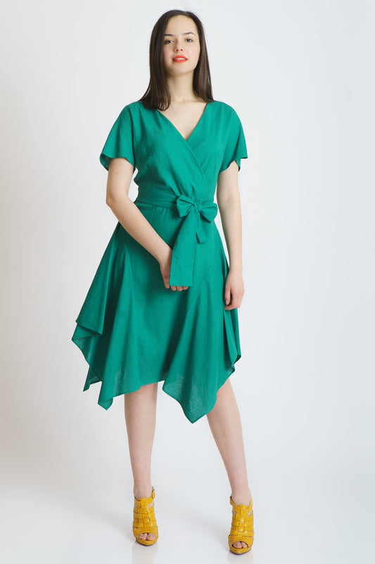Rochie din in, verde