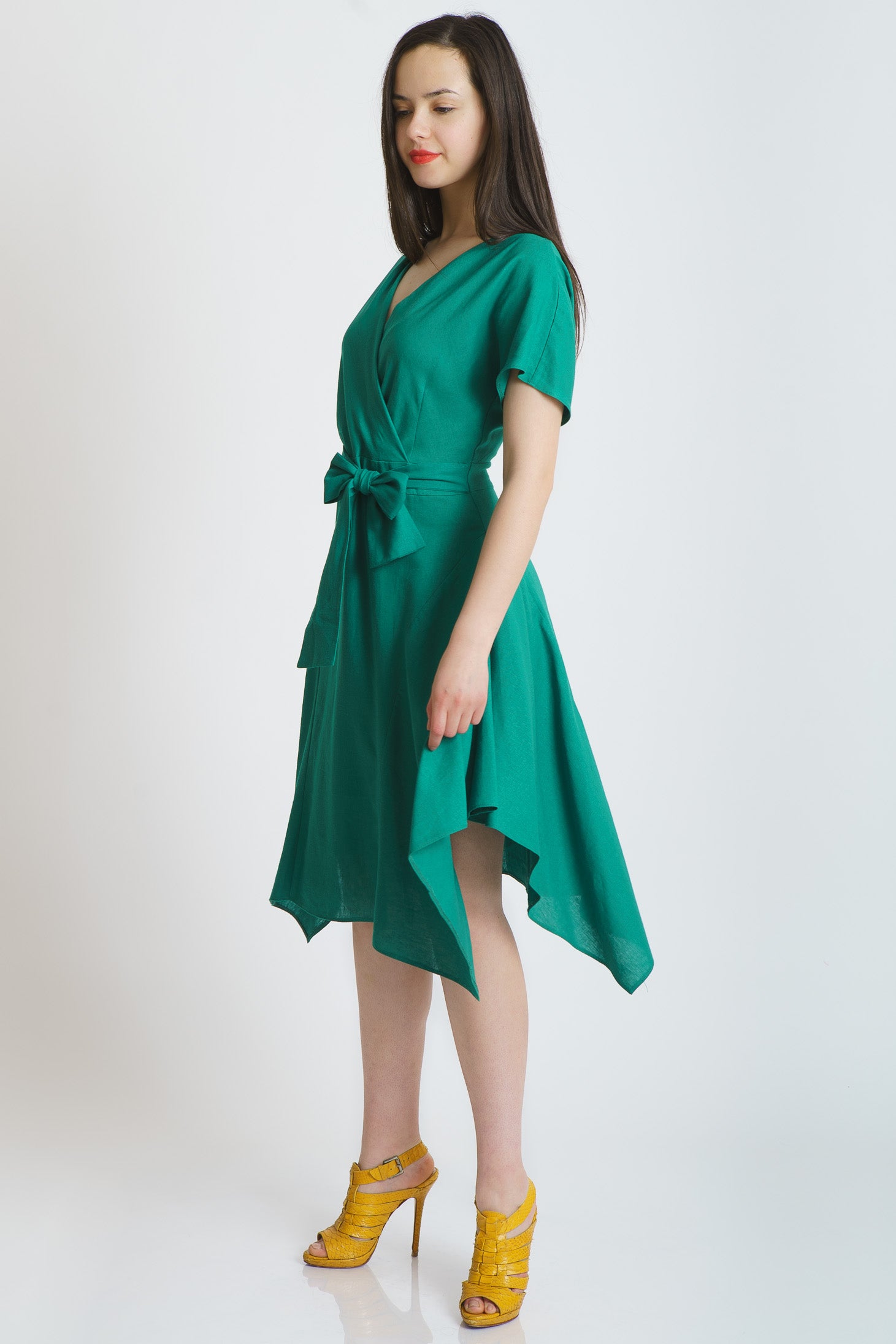 Rochie din in, verde