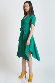 Rochie din in, verde