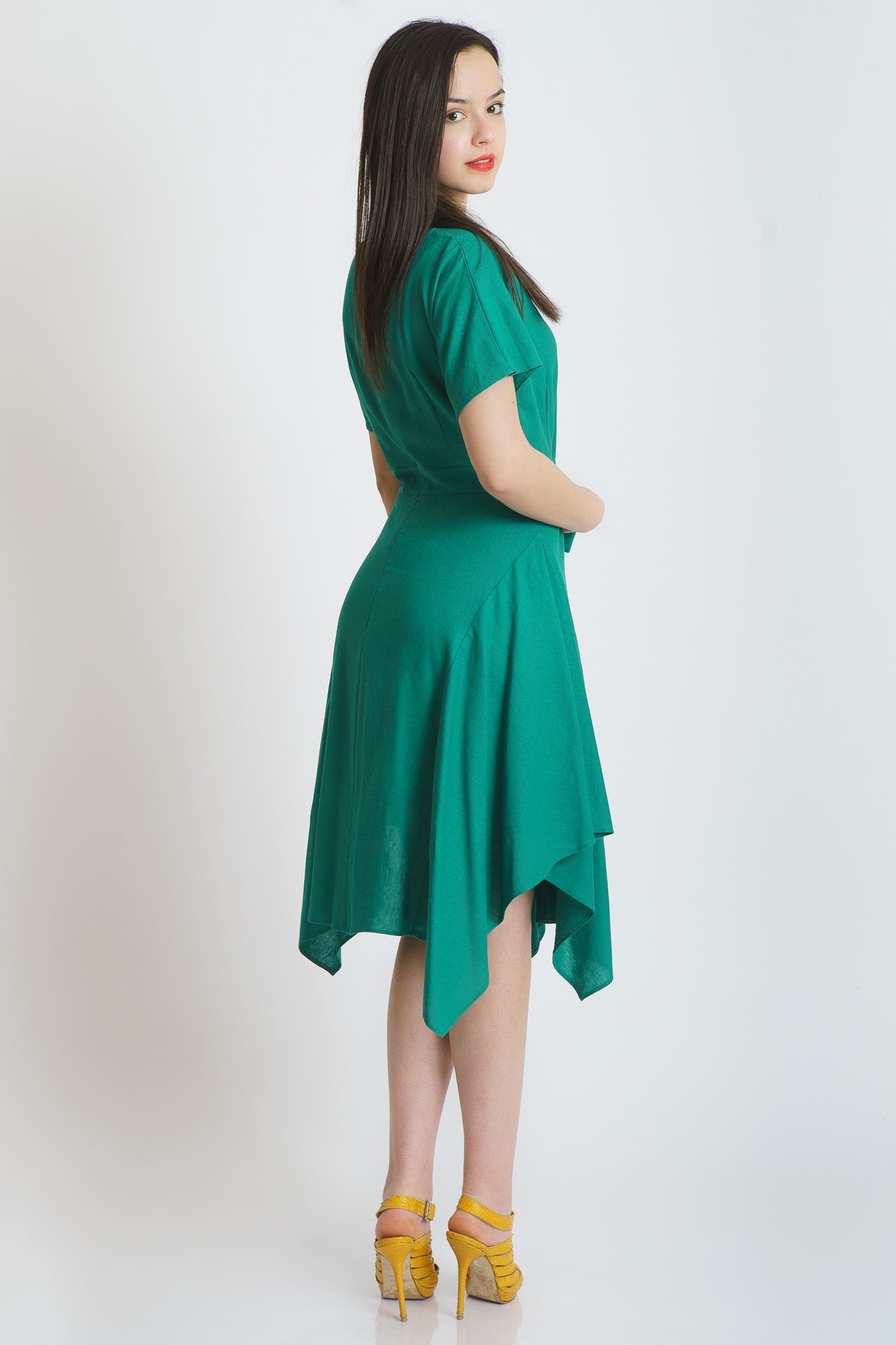 Rochie din in verde