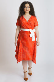 Rochie din in cu buline