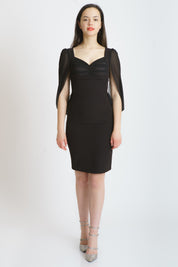 Rochie cu maneci din voal, neagra