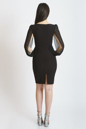 Rochie cu maneci din voal, neagra