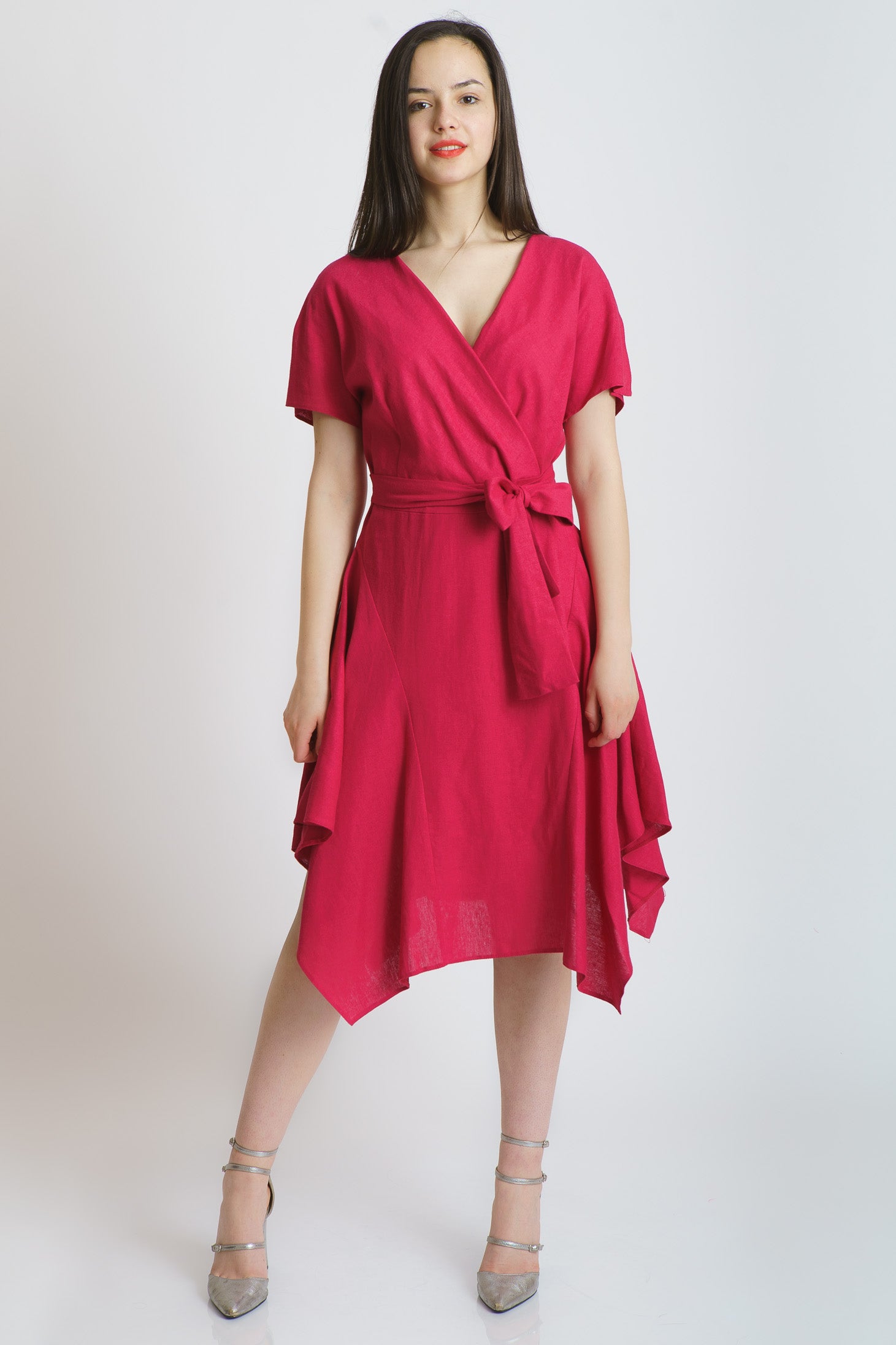 Rochie din in, roz