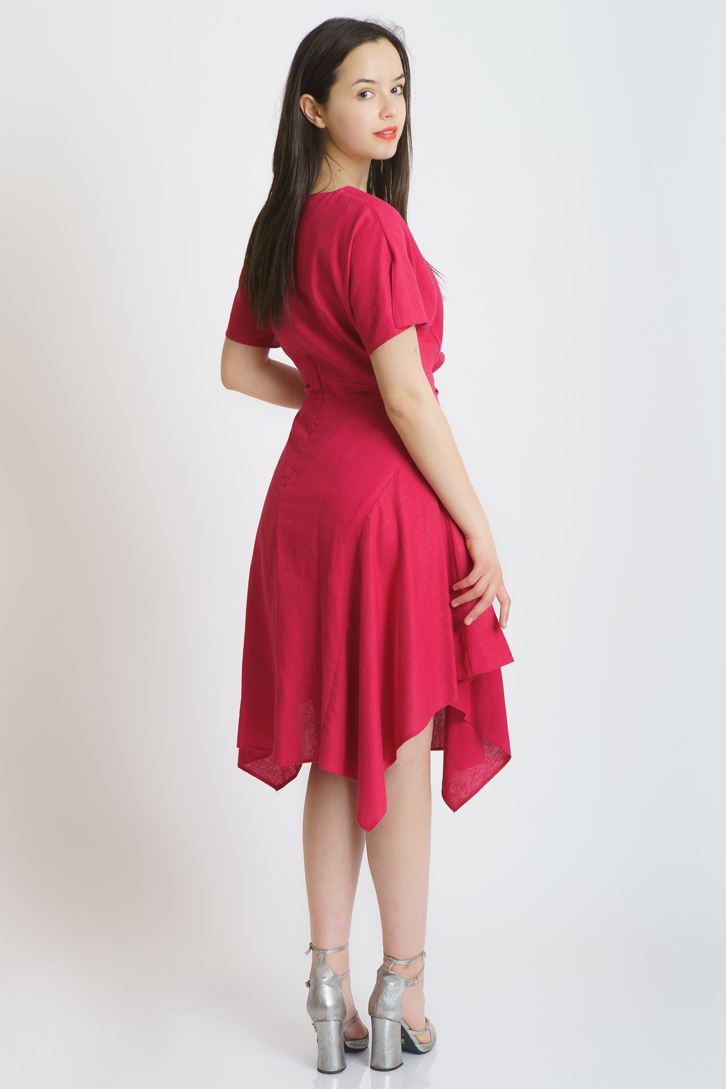 Rochie din in, roz