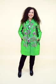 Pardesiu cu imprimeu floral, verde Pardesiu P50010 