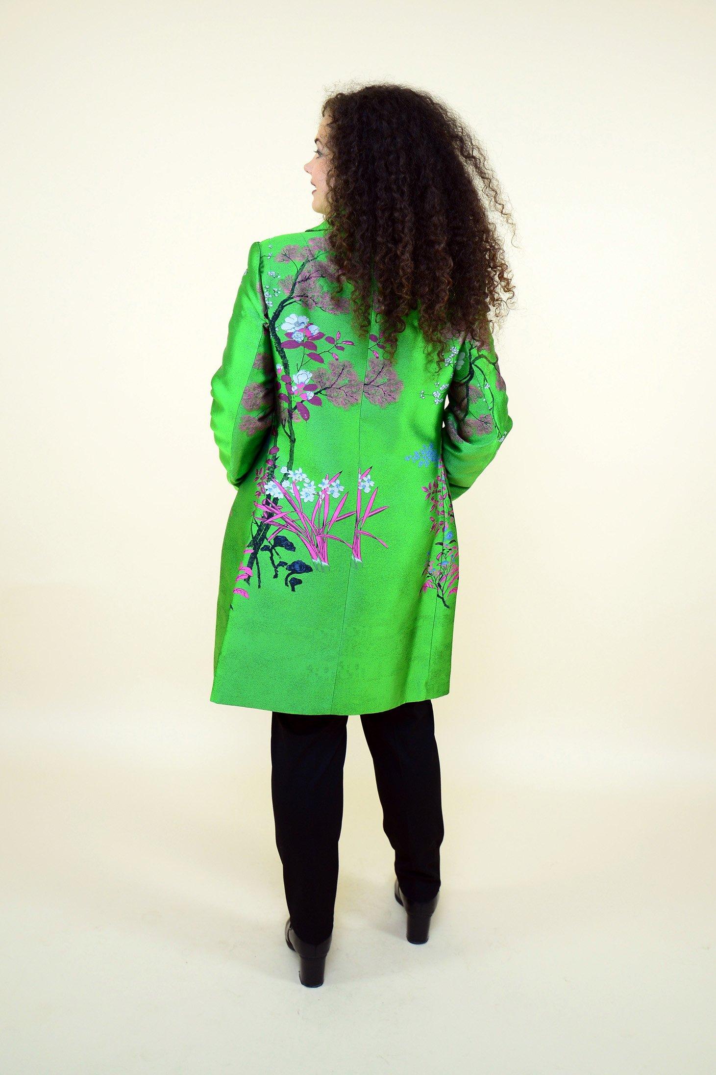 Pardesiu cu imprimeu floral, verde Pardesiu P50010 