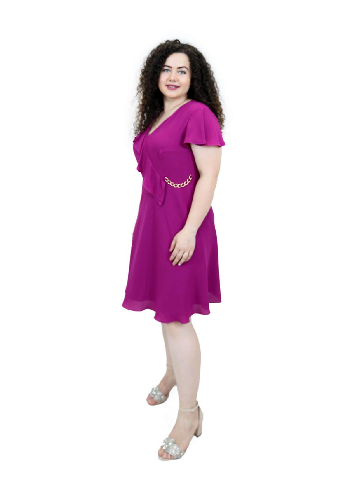 Rochie cu accesoriu in talie, mov Rochie R80226 