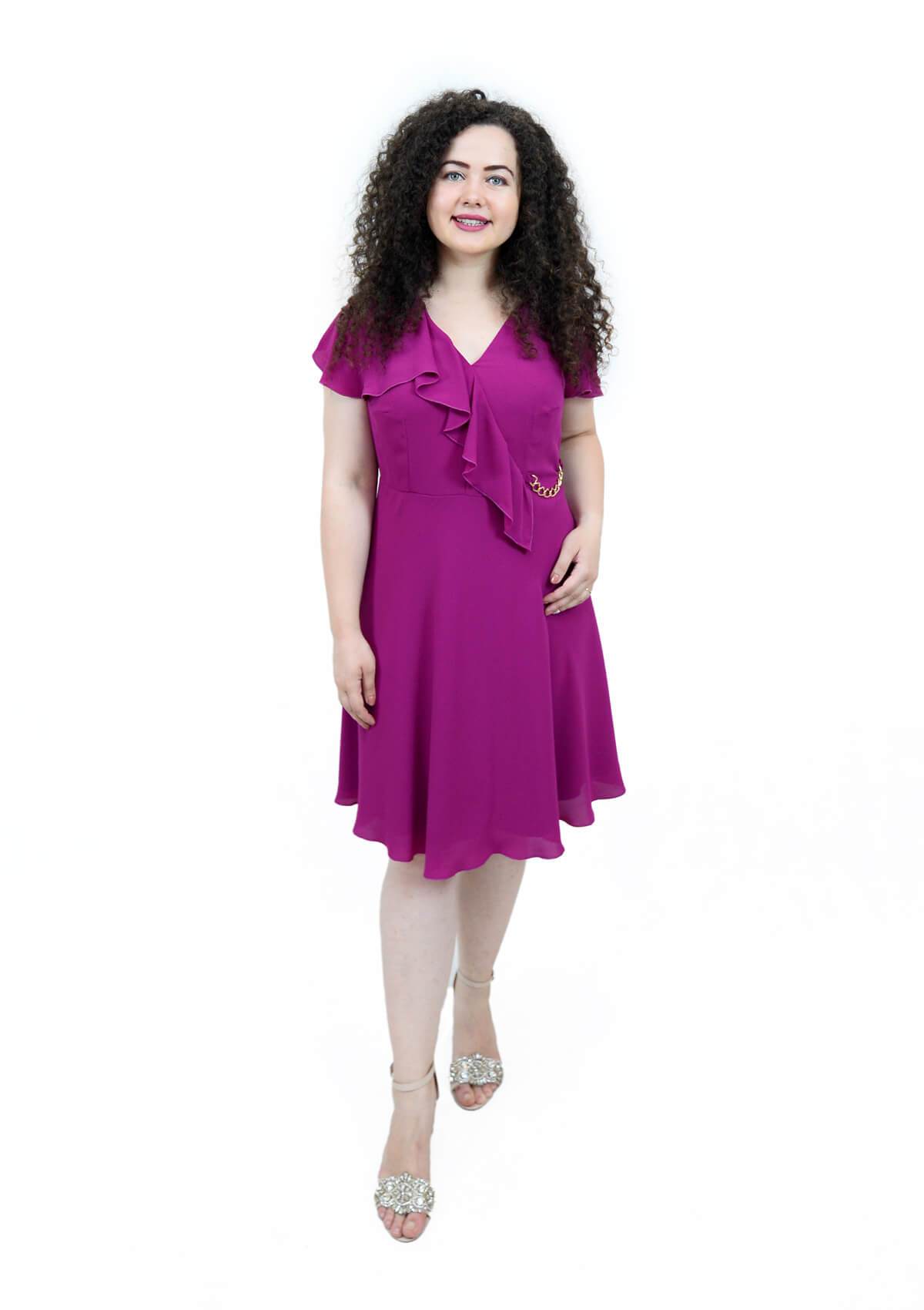 Rochie cu accesoriu in talie, mov Rochie R80226 