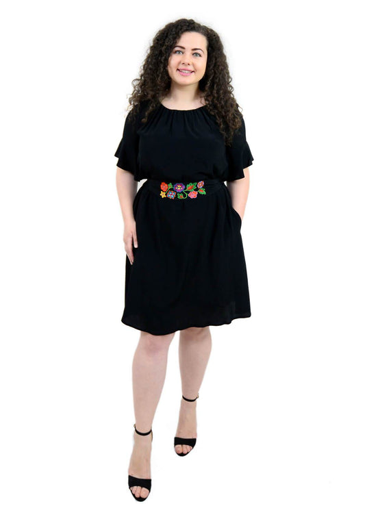 Rochie cu cordon brodat, neagra Rochie R80047 