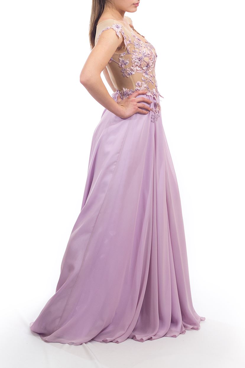 Rochie cusută manual liliac Rochie R800257 