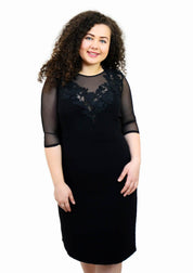 Rochie cusuta manual, negru Rochie R80017 