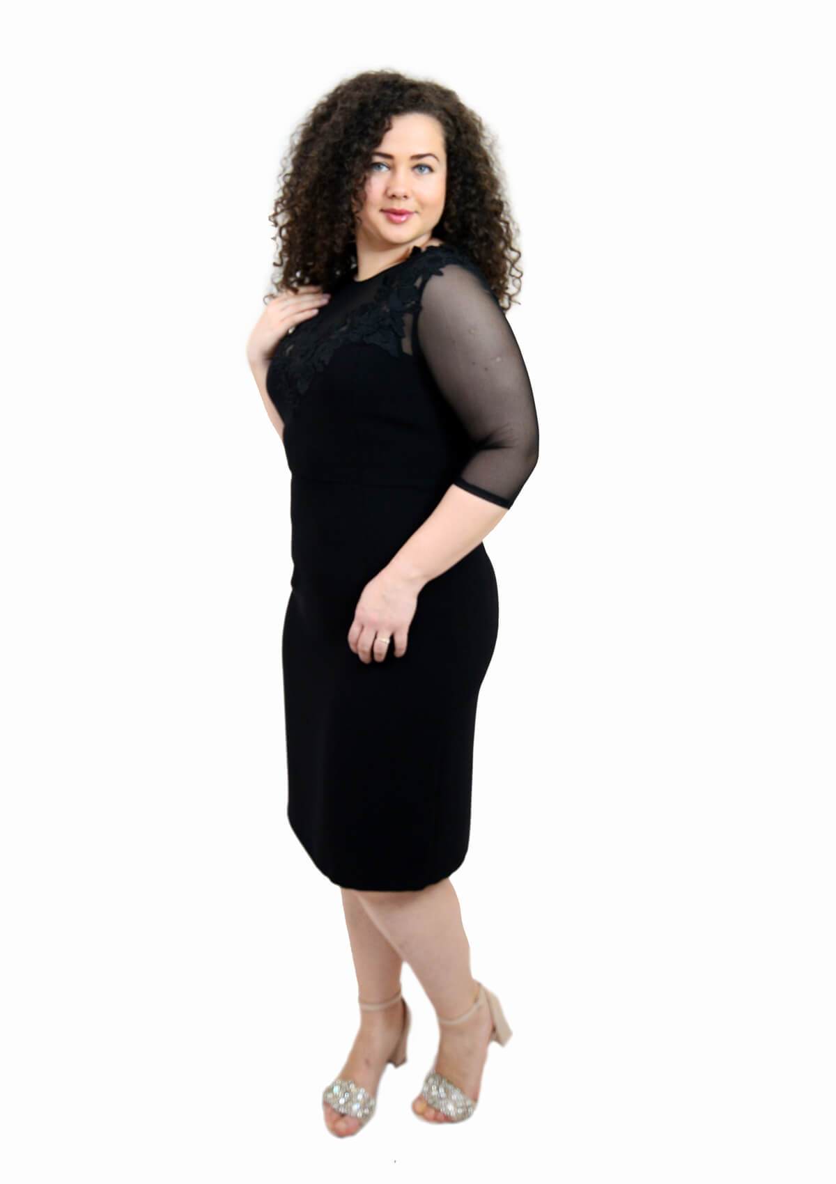 Rochie cusuta manual, negru Rochie R80017 