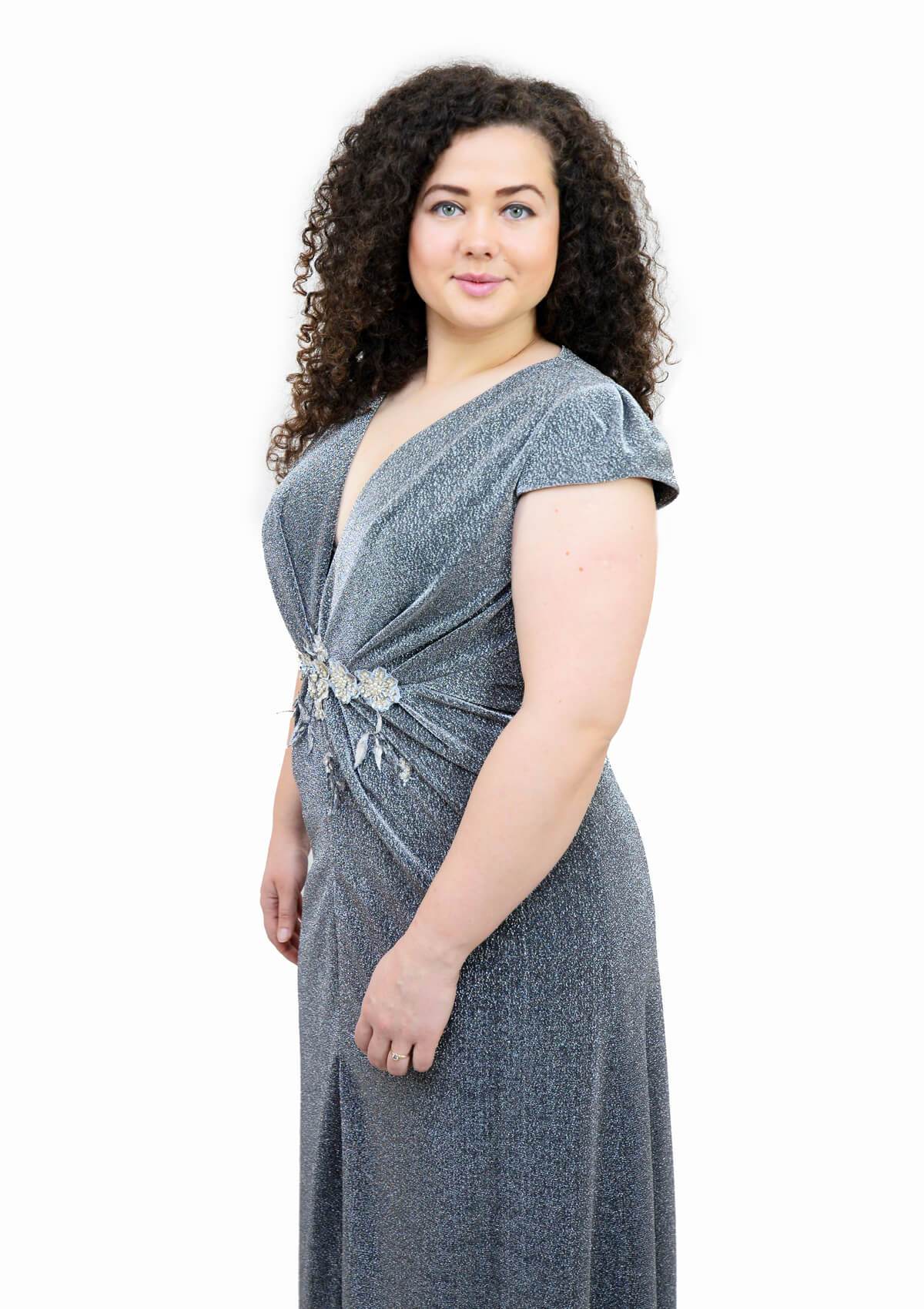 Rochie ocazie plus size, gri Rochie R80181 