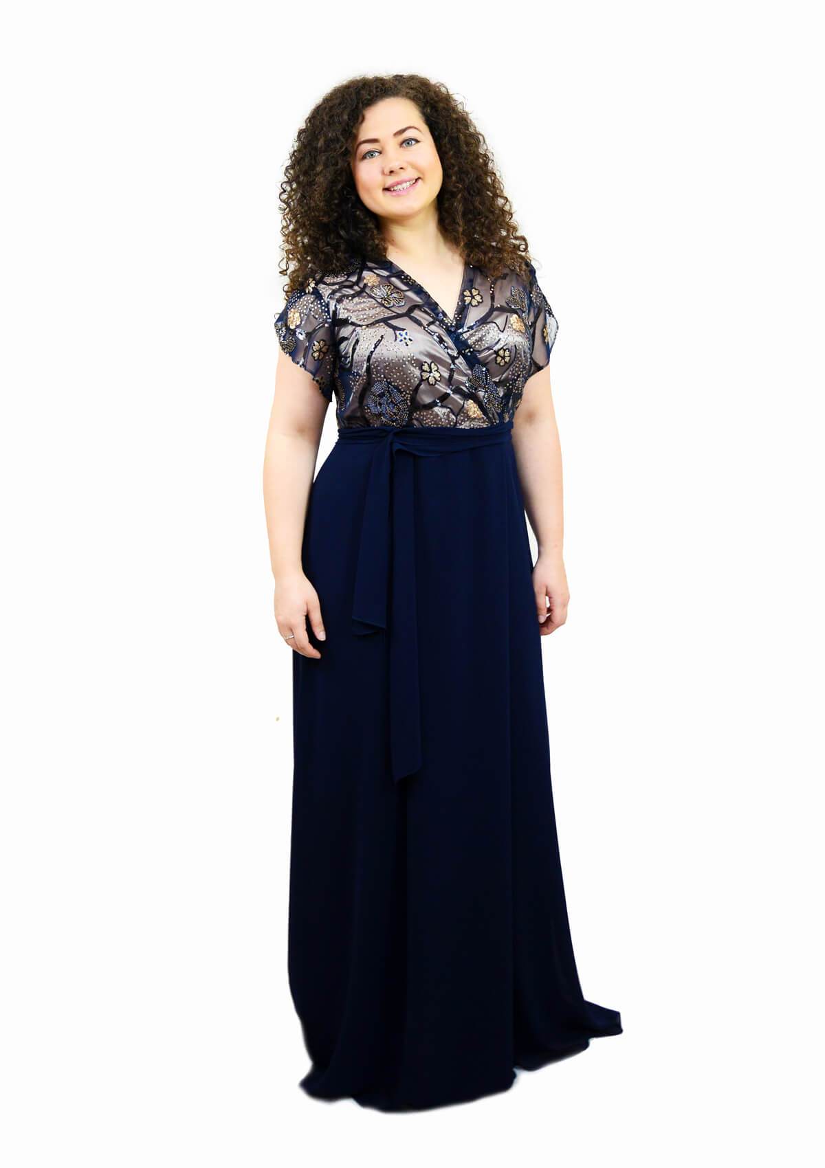 Rochie plus size lunga, bleomarin Rochie R80183 